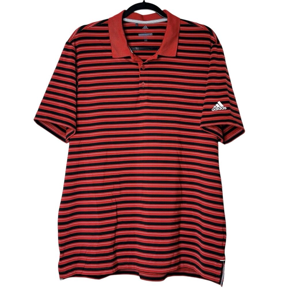 Adidas Golf‎ Polo Black Red Striped Mens Large Activewear Golfcore Country Club